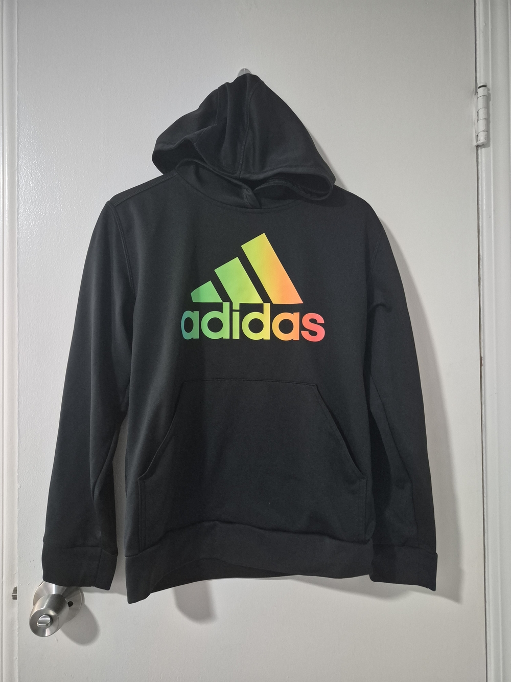 Adidas Youth Hoodie L/G (14/16) Black Rainbow Gradient Logo Pullover